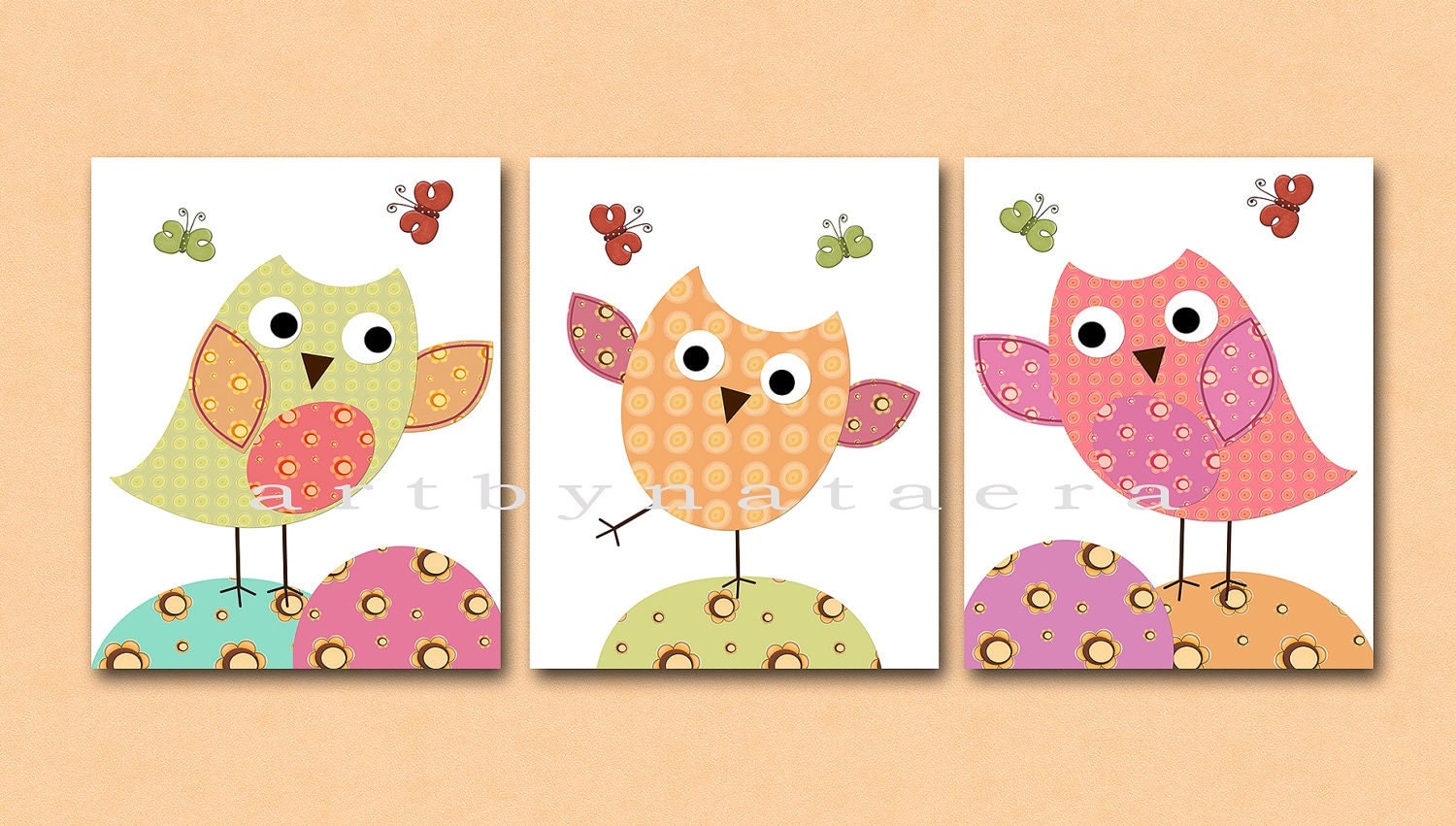 Popular items for owl kids wall art on Etsy