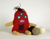 Mr. Three eyes Snuggly Ugly monster doll, Cashmere