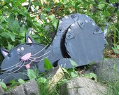 Black Cat Wooden Outdoor Garden Ornament