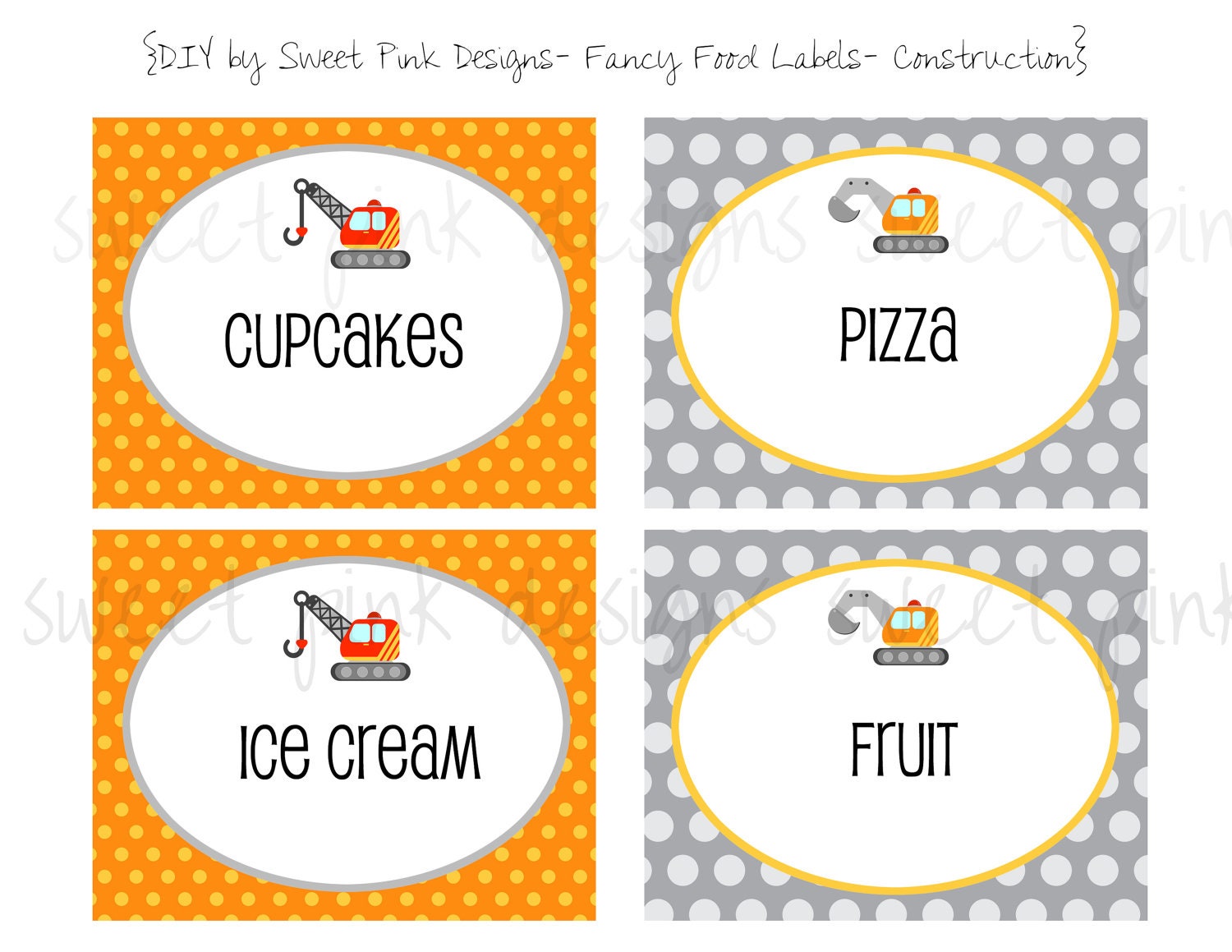 Construction Party- Fancy Food Labels