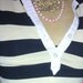 Cut up Striped Pin Up Blue and Beige Nautical striped Shirt White Collar Size Medium