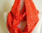 LIX PERLE: Fabric Cotton Versatile Circular Infinity, Coral Squares Infinity Scarf
