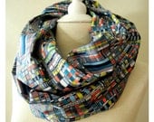 LIX PERLE Mappy Infinity Scarf: Multi colors, Calico Cotton, Square Geometric prints, Versatile, Unisex, Circular hood tube infinity scarf