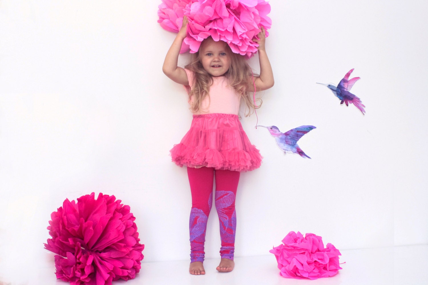 Fuchsia butterfly-  kids leggings
