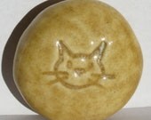 Pocket Stone "CAT FACE" - Ceramic - Autumn Leaf Art Glaze - Inspirational Art Piece