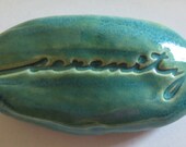 SERENITY Pocket Stone 2 - Ceramic - AQUAMARINE Art Glaze - Inspirational Art Piece