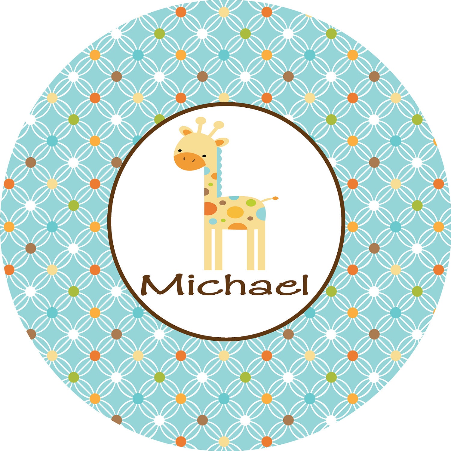 Personalized Melamine Plate - Childrens Plate - Personalized Kids - Giraffe - MOD ZOO