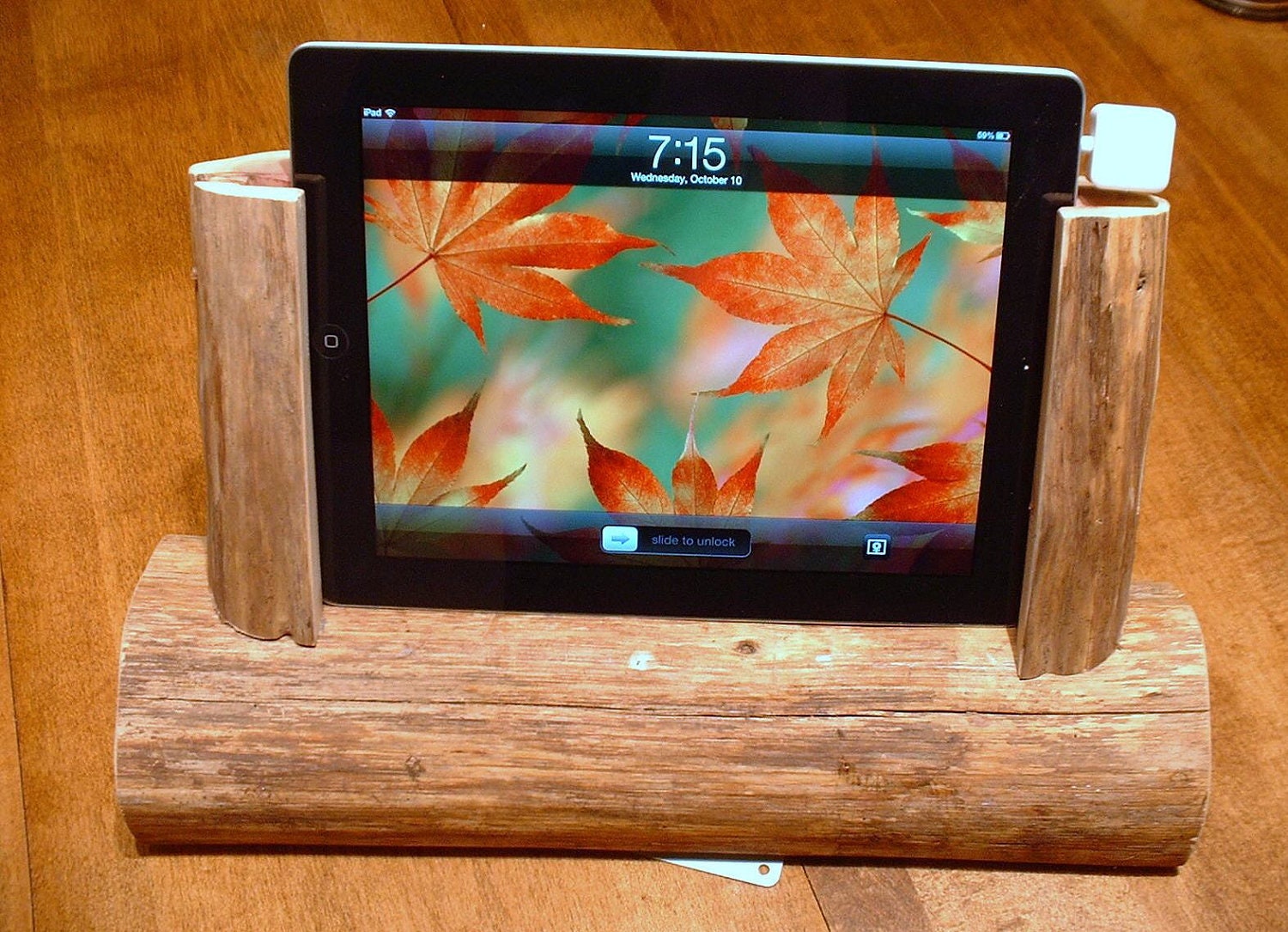 Rustic Cedar iPad Desktop Swivel Base Stand for Square and other Retail - Business Applications