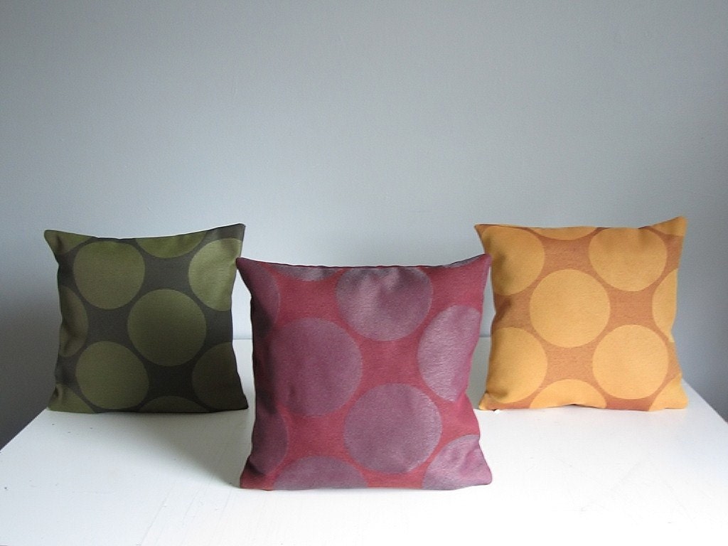 Polka Dot Decorative Throw Pillow Cover- Indoor/Outdoor Berry/ Camoflauge/ Cayenne Colorways
