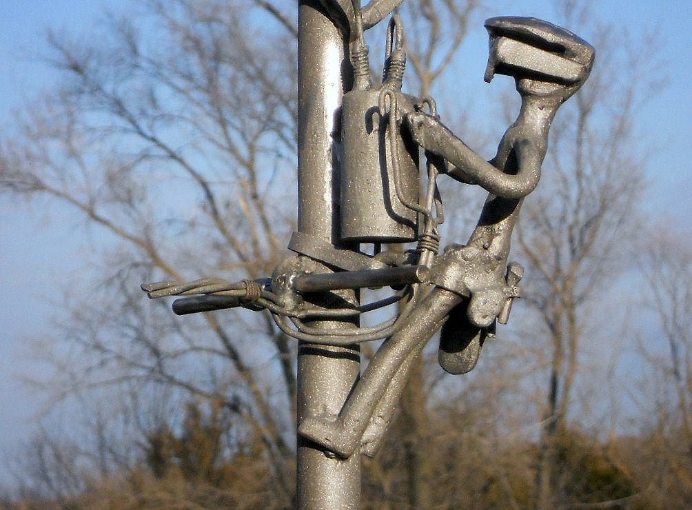 Lineman Metal Sculpture Electrical Pole Transformer Welded Art