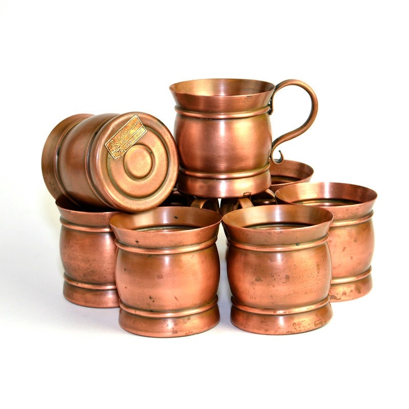 Gregorian Copper Mug SET OF 8 Rustic Decoration by OneRustyNail