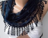 ON SALE  Elegance  Scarf  Lace Scarf....dark blue