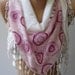 Mothers Day Gift White pink Shawl/ Scarf - Headband with Lace Edge