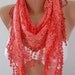 Coral  Scarf   Elegance  Scarf  Lace Scarf