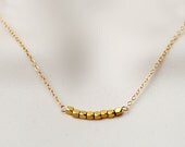 Tiny faceted Mini Nugget Gold or Sterling Silver Beads on 14K gold filled chain necklace - dainty minimal everyday  jewelry