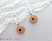 Kitsch Pink Floral Abstract Flower Design Dangle Hook Earrings