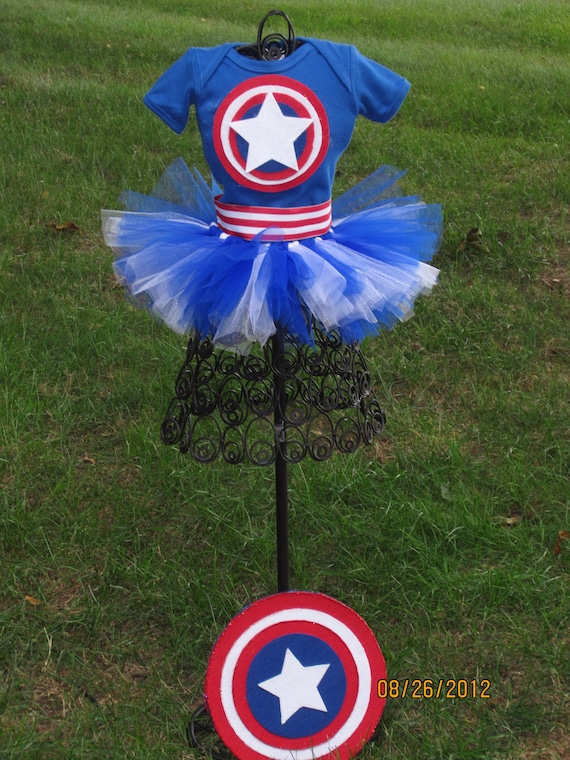 Medium  Captain America Tutu Outfit with Shield
