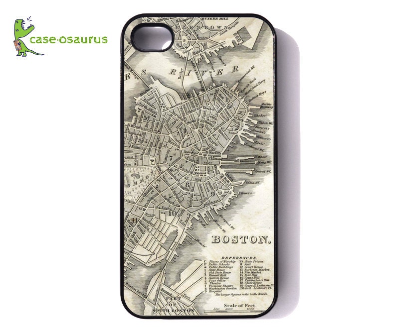 iPhone 4 Case - "Vintage Boston Map" - cover for iPhone 4 and iPhone 4S