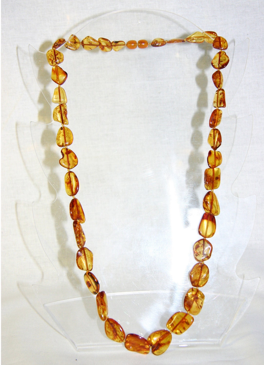 Baltic Amber necklace cognac leaves beads 9