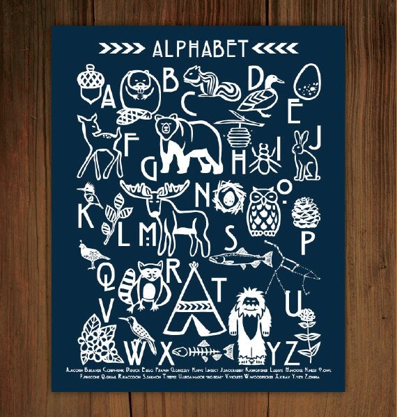 Woodland Alphabet Poster Print (11"x14")