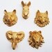 Faux Taxidermy - Create Your Own Zoo - Pick Any Five (5) Gold Miniature Faux Taxidermy Pieces From the Picture to Create Your Own Zoo