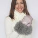 Women Mittens Winter Mittens Gloves Hazel Beige Pink Fallow Mittens Gloves with the Grey Lama Vegan Faux Fur