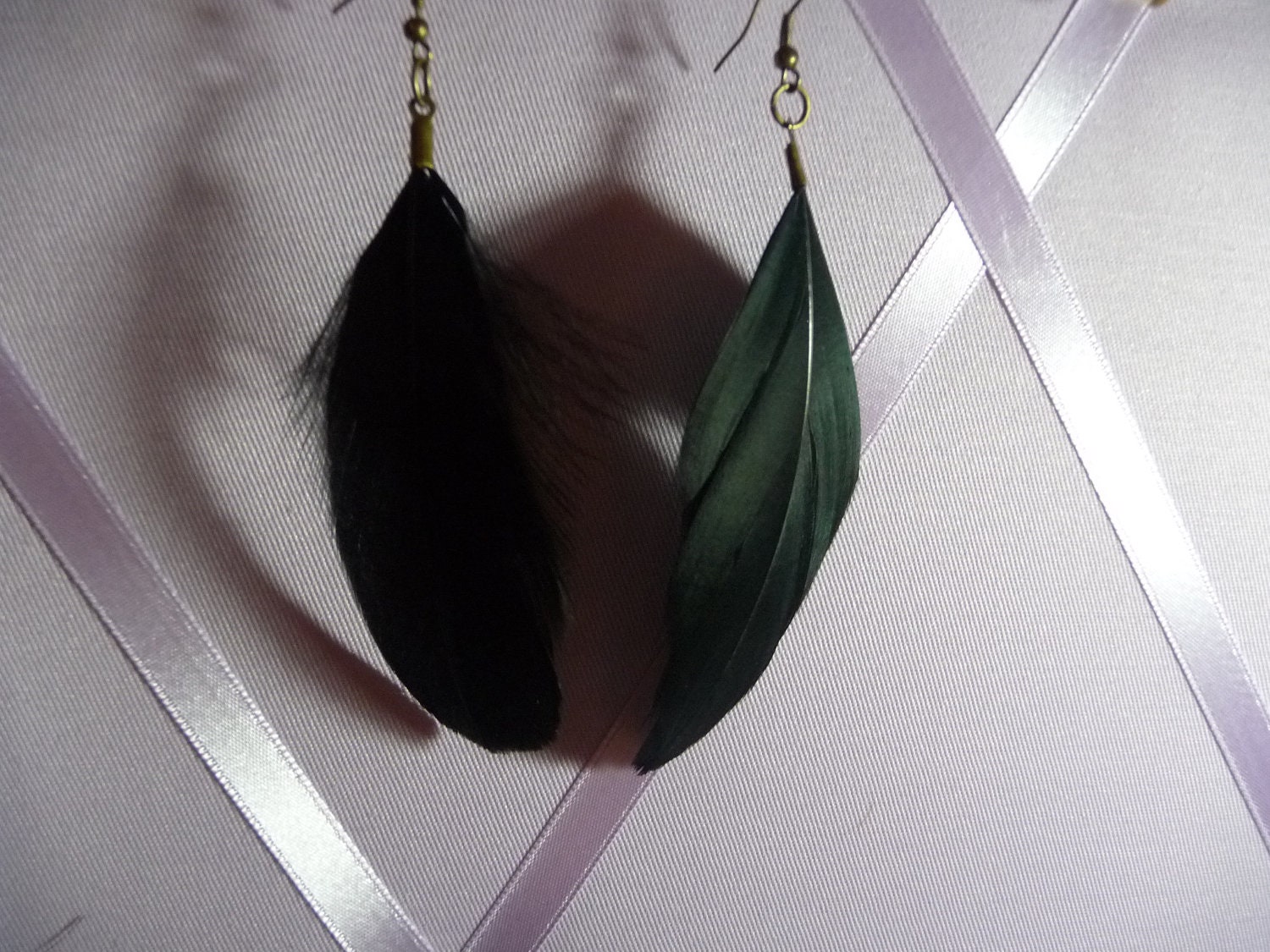 Pure Black Feather Earrings (cruelty free) by vintagerust
