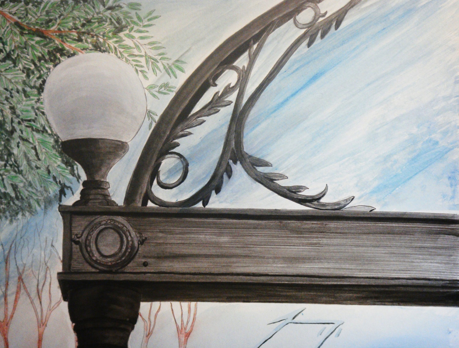 University of Georgia Arch Light Watercolor Framed Original Painting - Last 2 weeks at this SALE price