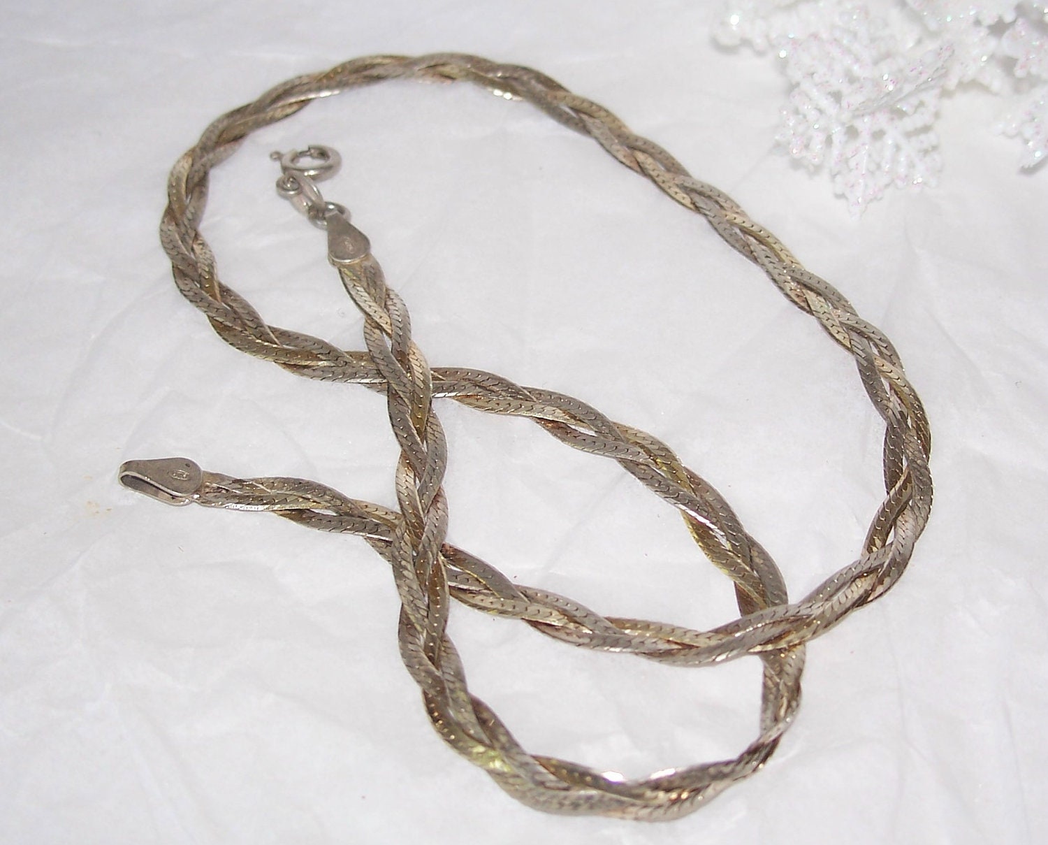 Vintage Italian Sterling Silver Braided Serpentine 18" Necklace
