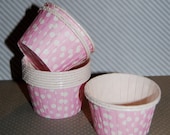 Candy Cups -  Light Pink Polka Dot  Baking cups cupcake liners grease proof muffin cups Icecream treat dessert portion cups - (24) count