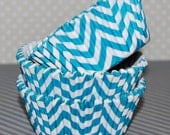 Aqua Blue Chevron cupcake liners (60) - baking cups muffin cups greaseproof cupcake papers cupcake wrappers zigzag cup cake papers