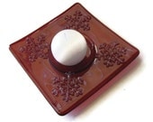 Cranberry snowflake - candle holder, soap dish - candy dish - fused glass - ToniCartisano Cranberry snowflake - candle holder, soap dish - candy dish - fused glass - ToniCartisano