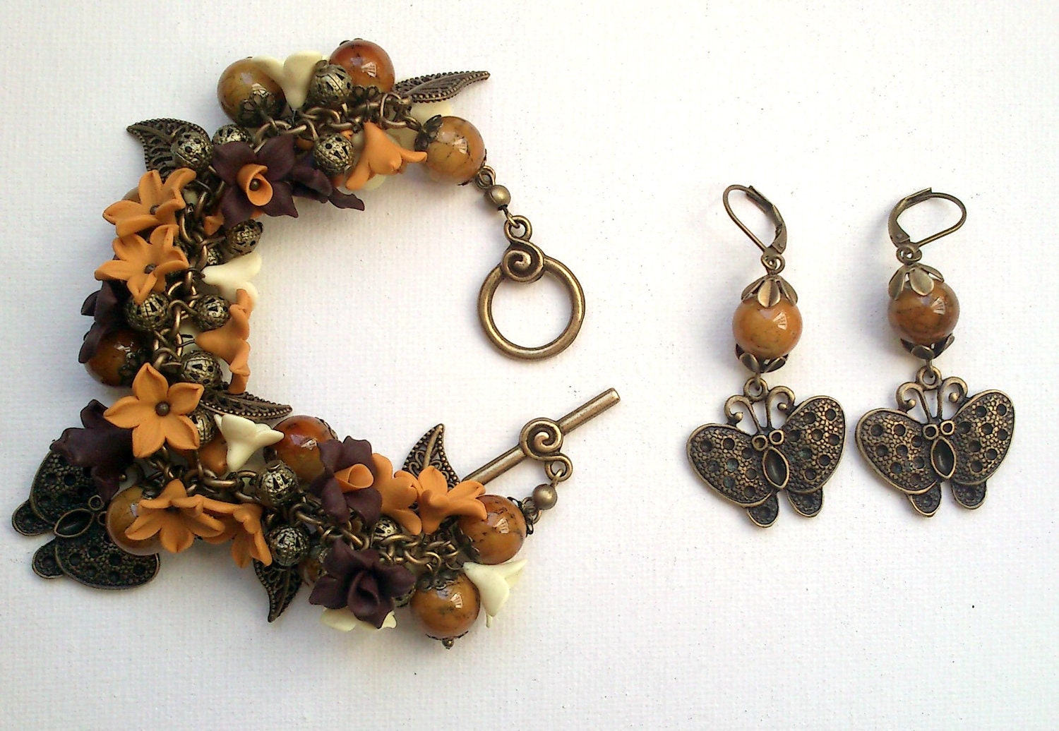 Handmade bracelet and earrings - Polymer jewelry