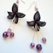 Lily earrings - Lavender black flower earrings - Handmade earrings