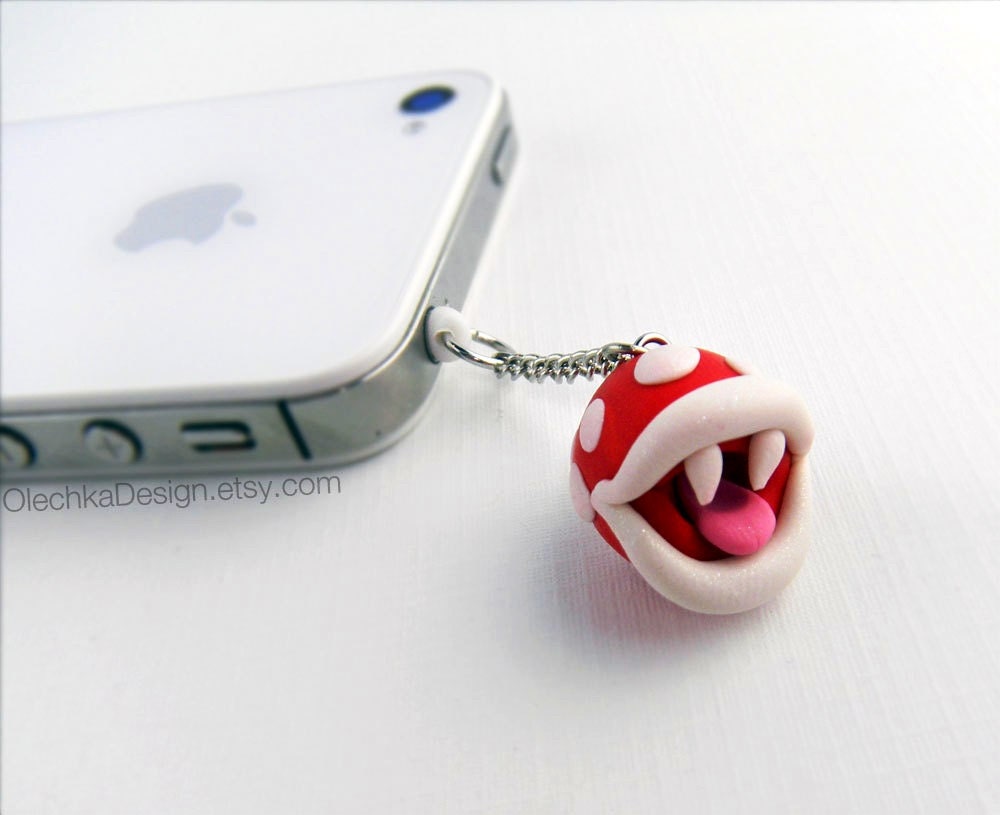 Piranha Plant Charm Mario Bros Geek Ornament, Polymer Clay