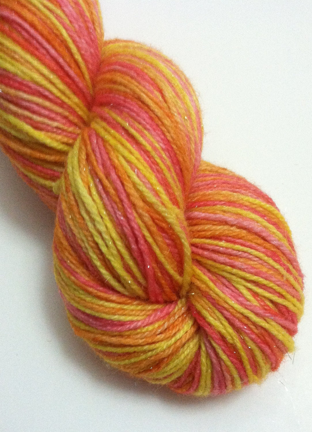 Super Awesome Sparkle Sock in the Heat Miser Colorway- Self Striping