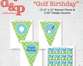 DIY Printable Golf Birthday Banner Pieces & Squares Mini Collection INSTANT DOWNLOADI Il_170x135