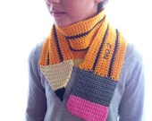 Kids / Children's Knit CUSTOM PENCIL SCARF hand made crochet