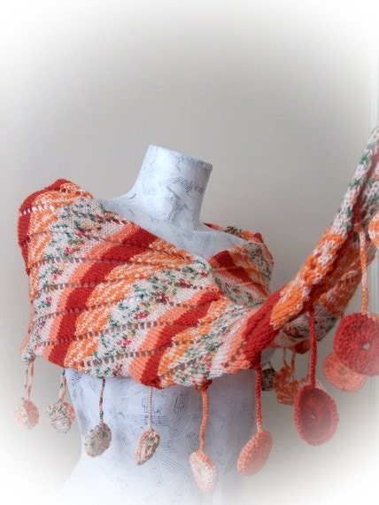 Fall Winter Accessory,Wedding Scarflette, Scarf with  Crochet Fringed Cowl ,Women Fashion Lacy Knit Neckwarmer