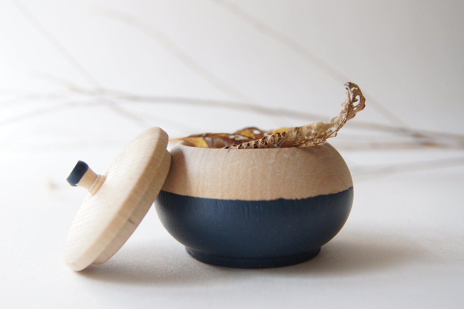 Mini Treasure Pot, Blueberry/Navy Blue:  Wedding Decor, Engagement, Special Jewelry Box, Toothfairy