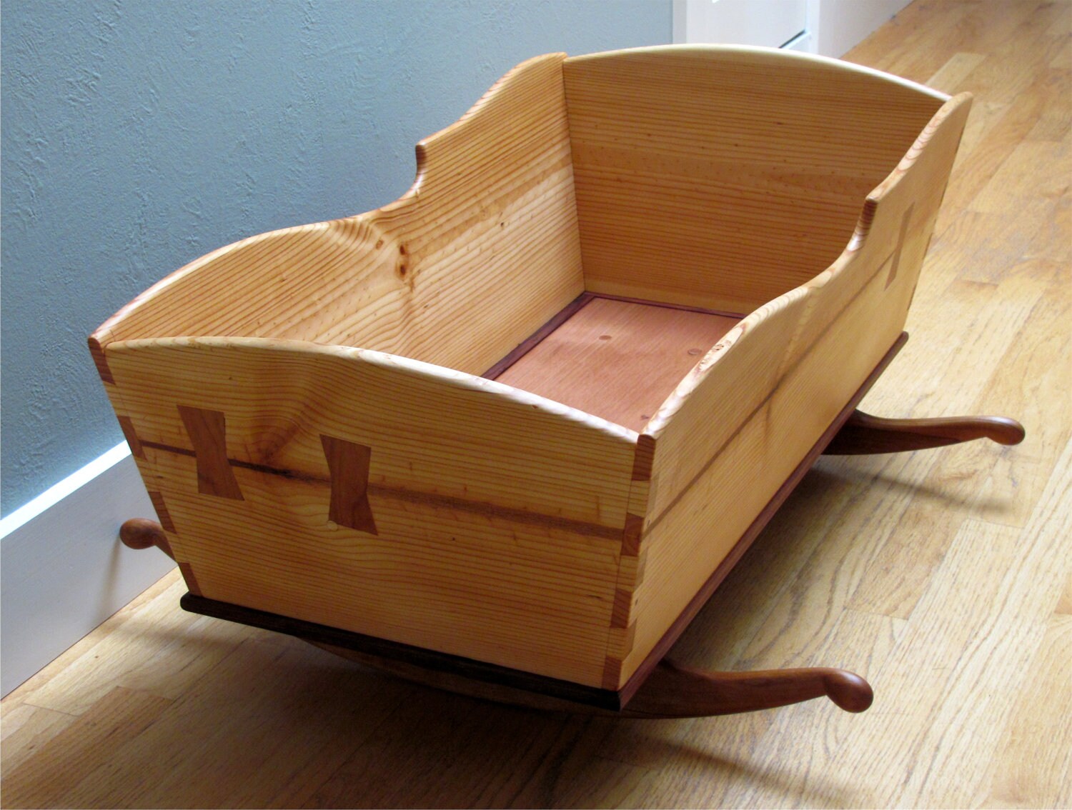 Custom wooden rocking cradle: for by CACoastalWoodCraft on 