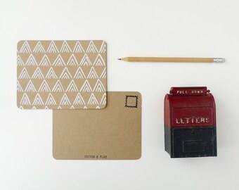 Mountain Patterned Kraft Postcards - Set of 4