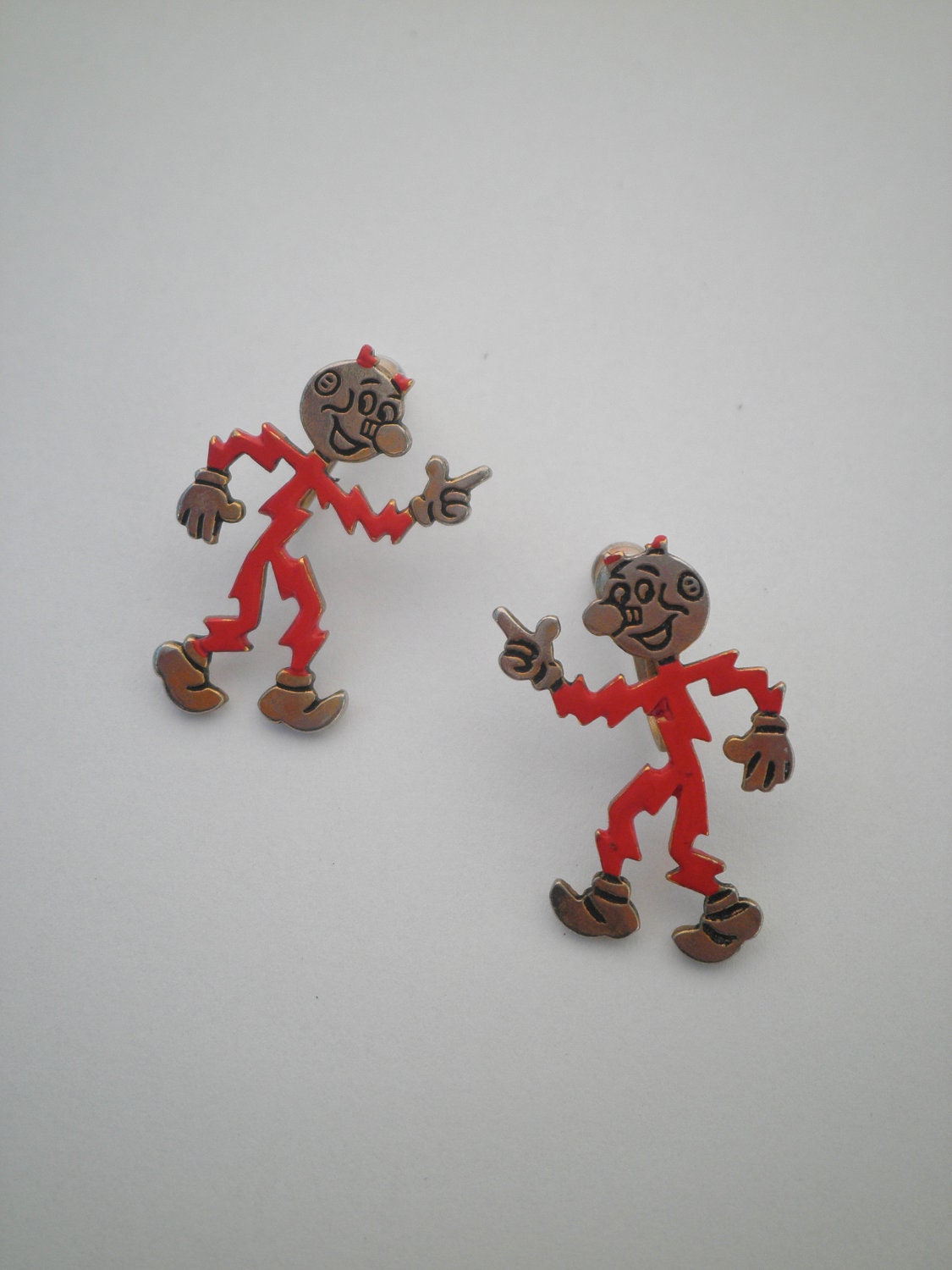 Vintage 'Reddy Kilowatt' Screw Back Earrings.