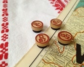 put it in its place....vintage wooden bingo chip magnets set of (4)