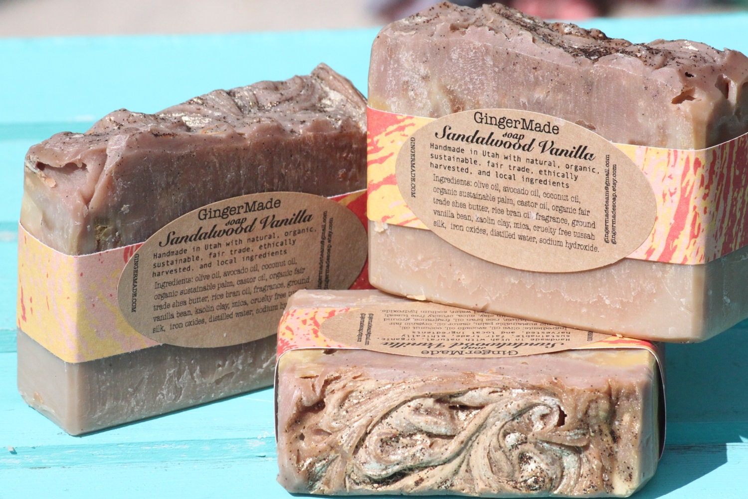 Sandalwood Vanilla Soap-Vegan-Gluten Free-Made in Utah-Sustainable Palm-Artisan-Luxury-Silk