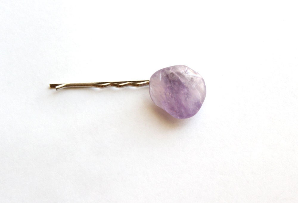 Tumbled Rock/Stone Hair Pin - Amethyst Purple