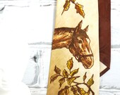 Vintage Men's Equestrian Necktie. Circa 1960's-1970's. Kentucky Derby. Father's Day. Nature. Equine. Outdoorsy. Horses