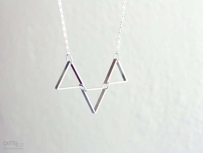 triade - silver triangle necklace - geometric jewelry - PetiteCo