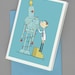 Robot Tree - (Blue) Xmas Greeting Card