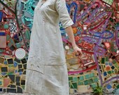 Vintage Parisian White Cotton Dress from 1800s, France